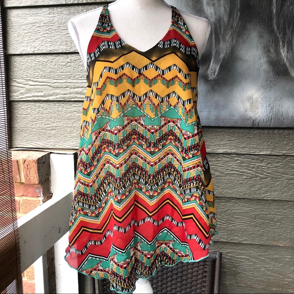 Tyche Patterned Top w/Racer Back Design! Sz Sm
